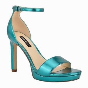 Nine West Edyn Ankle Strap Heeled Sandals - Light Green - Ireland (ZR8405921)